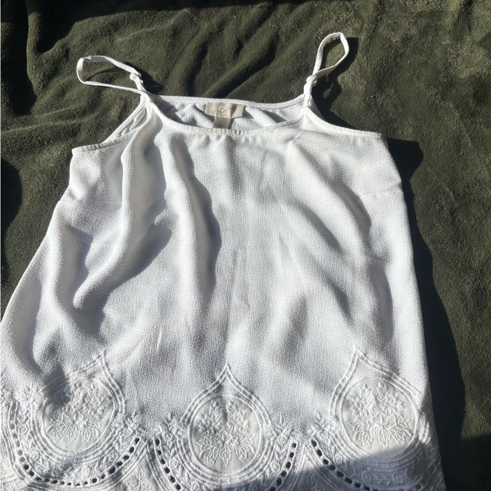 LOF White Asymmetrical Embellished Camisole